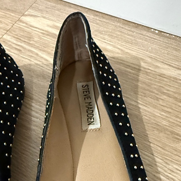Steve Madden Black and Silver Studded Flats - Picture 2 of 8